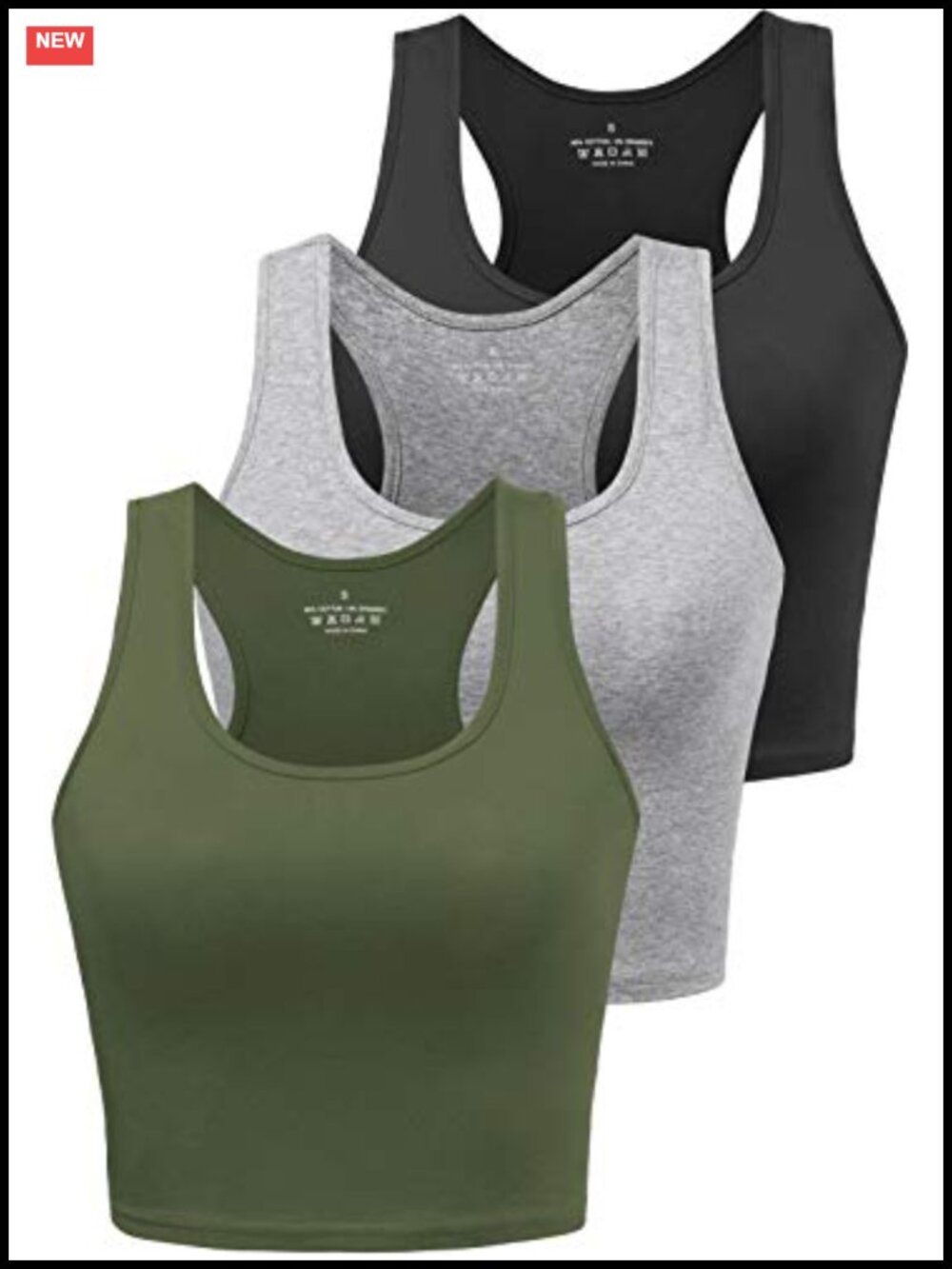 3 Pack Women's Cotton Spandex Crop Tank Top Racerback Workout Yoga Gym Shirt